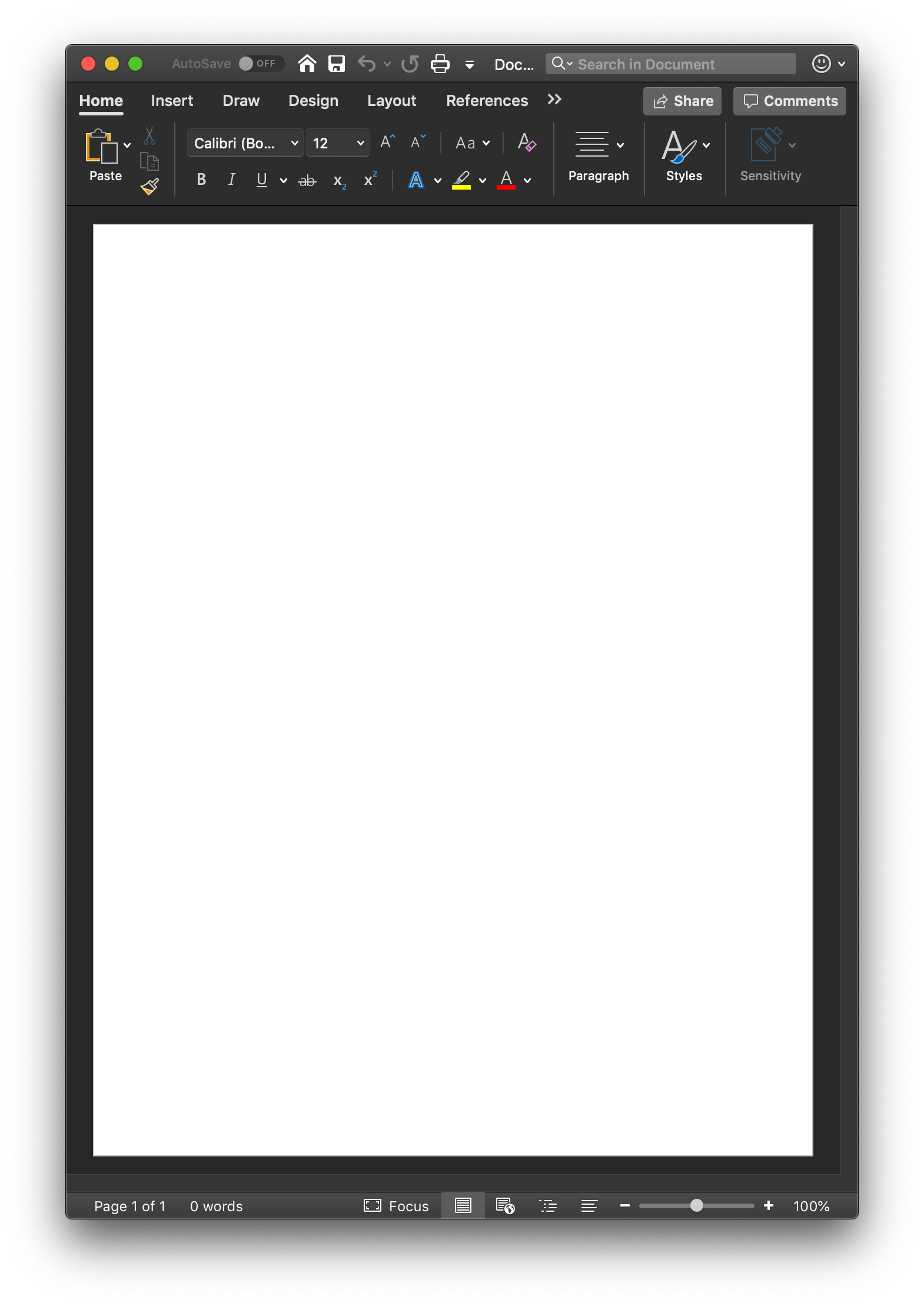 A blank Word document